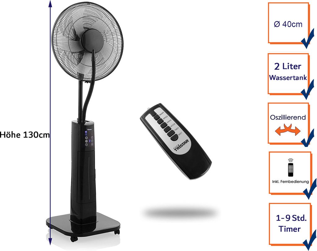 Tristar VE-5884 Nebel Ventilator, Haushalts-Lamellenlüfter, Produktbild 