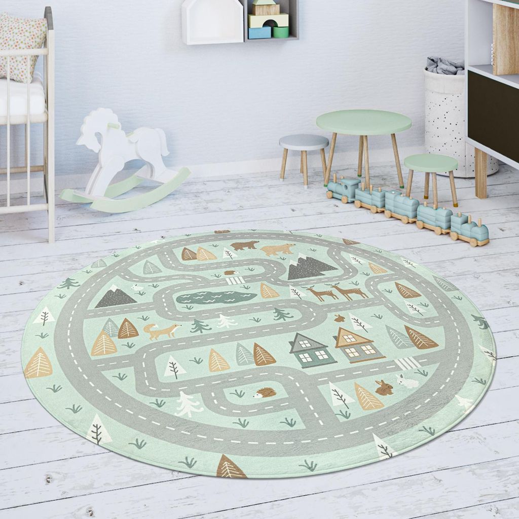 Kinderteppich Teppich Kinderzimmer Spielmatte Straße Bär Produktbild 