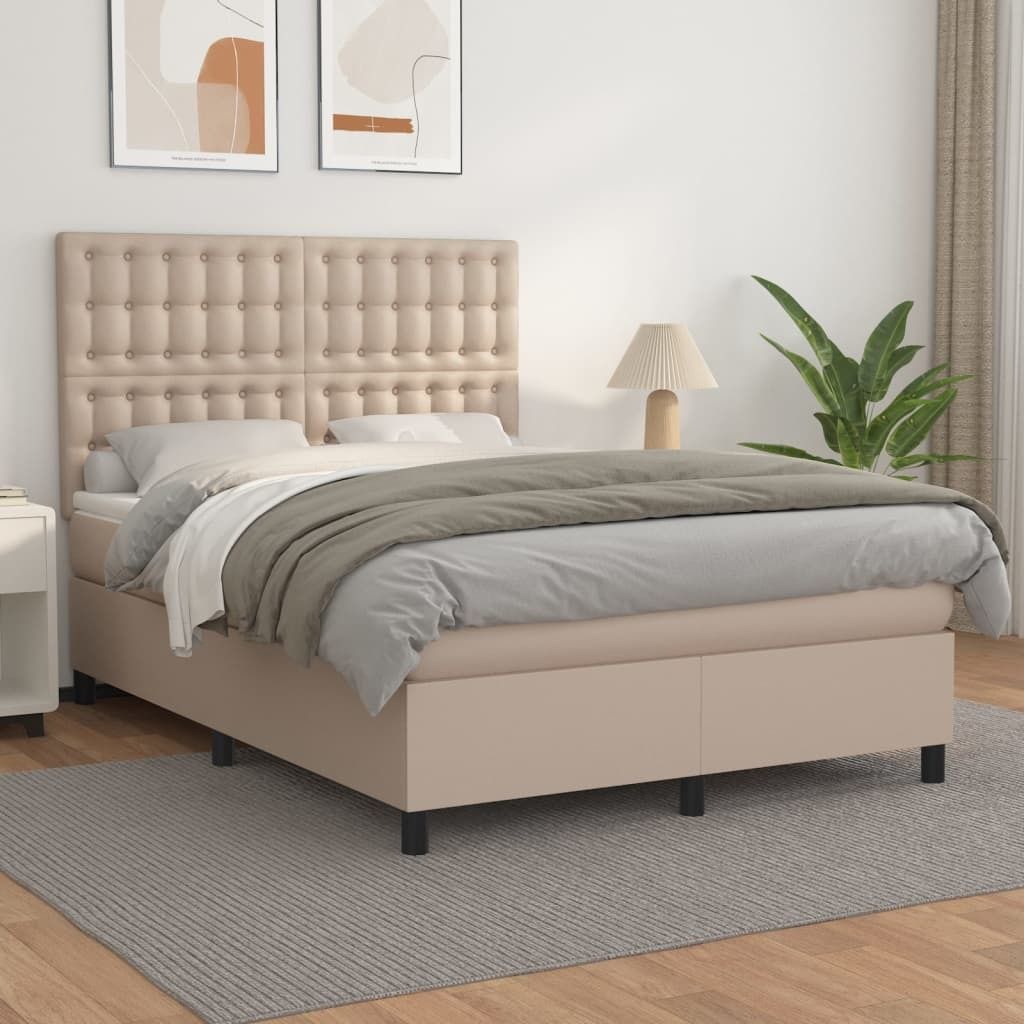 Maison Exclusive - Boxspringbett Matratze Cappuccino-Braun 140x190cm Kunstleder