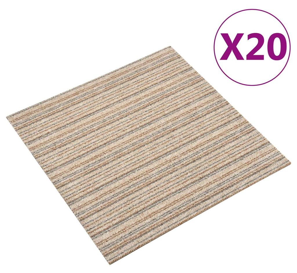 vidaXL Teppich 20 pcs Gestreiftes Beige 50 x 50 cm 100% Polypropylen