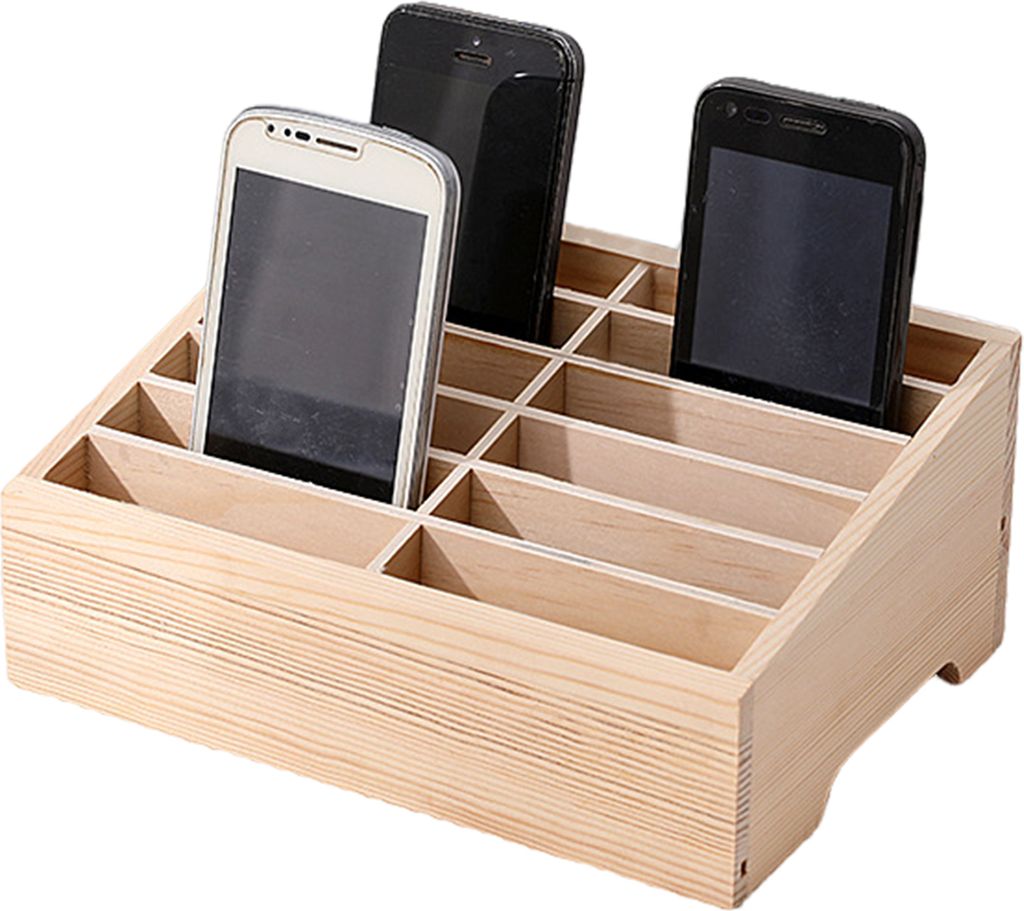 12/16 Grids Holz Handy Halter Umweltfreundliche Freistehende Design Desktop Organizer Telefon Display Rack Lagerung Box