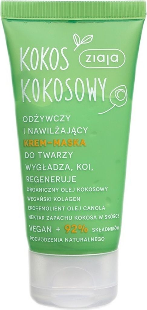 Ziaja Kokosnuss Intensiv-Pflegecreme-Maske für Gesichtshydratation, 50 ml