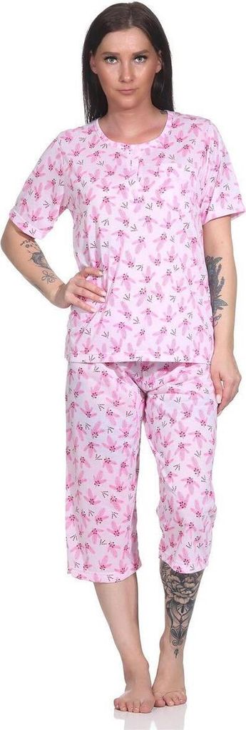 Damen Pyjama 2 teiliger Schlafanzug Hausanzug 3/4 Sommer; Rosa/L/40