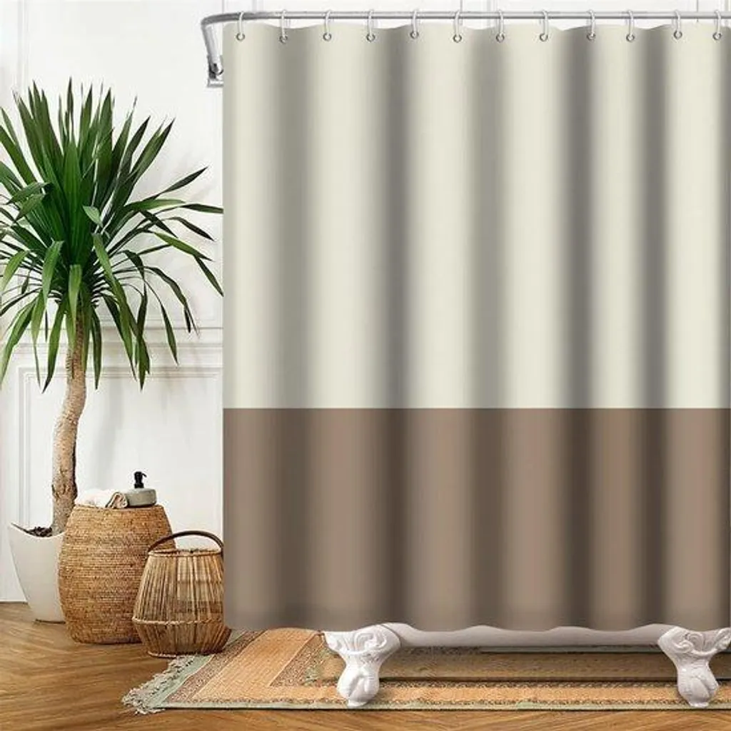 Rideau de baignoire textile 105x160 cm imperméable coloris jaune marron