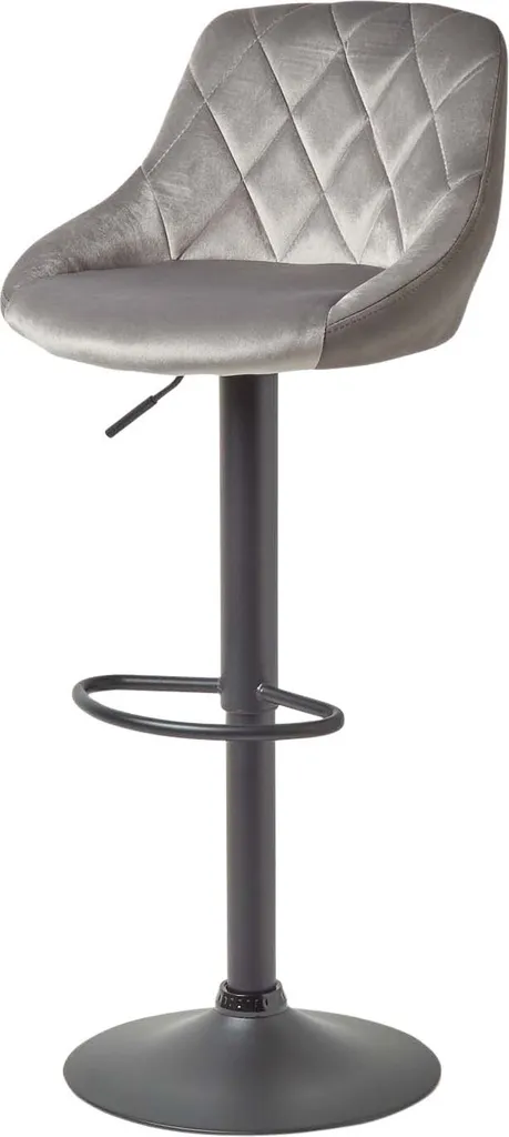 Chaise de bar pour îlot central en velours gris Henley ajustable 97cm