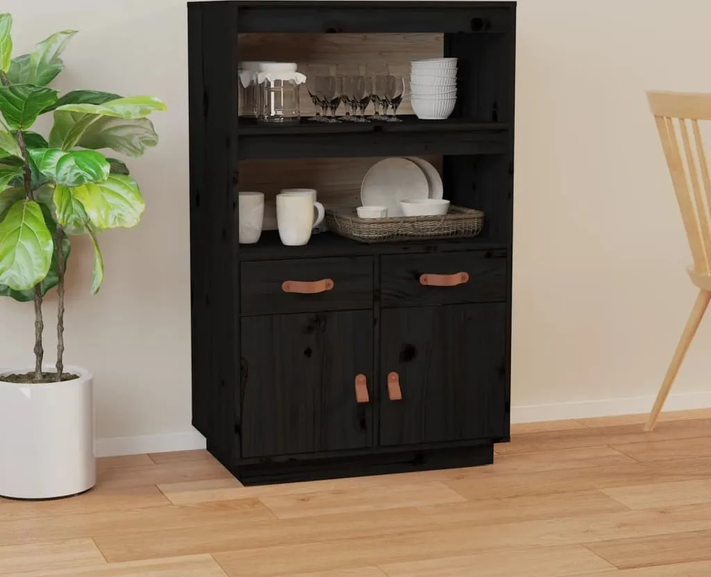 Mobile Credenza vidaXL Nera in Pino | Qualità Massiccia 67cm