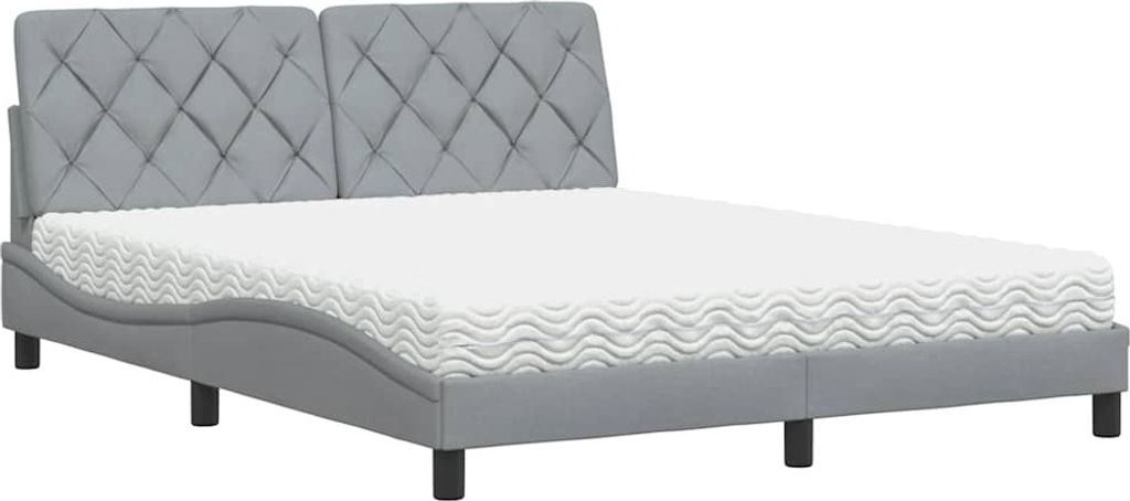 Bett mit Matratze Hellgrau 160x200 cm Stoff