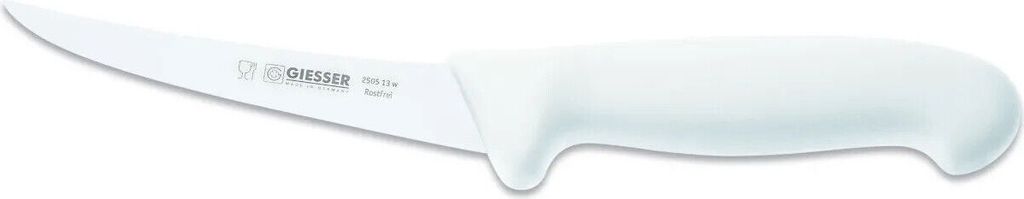 Giesser Messer Ausbeinmesser Fleischermesser rutschfest scharf Klinge gebogen - 13 cm, Flexibel, Weiß