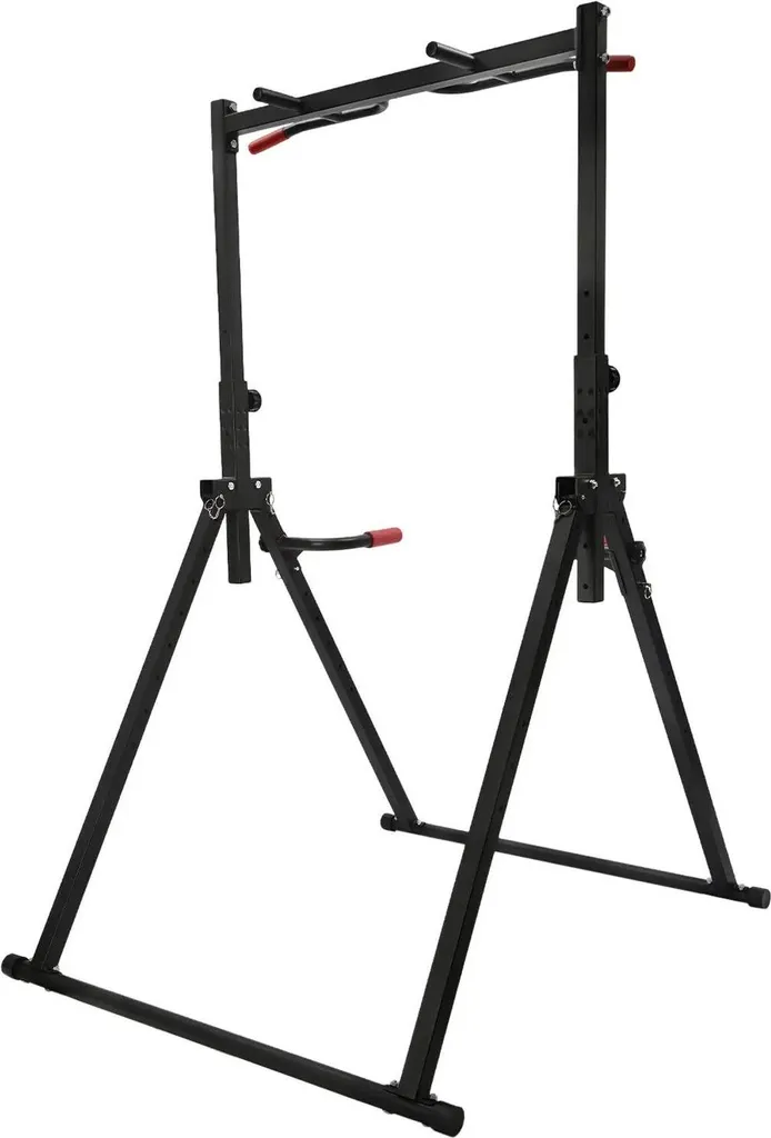 Barre de traction et station de dips autoportante en acier noir 200 kg