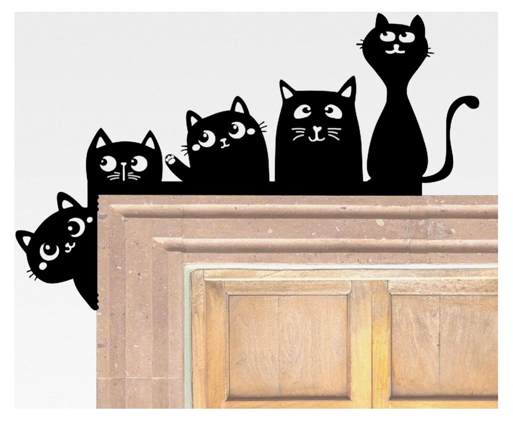 Katzen-Türrahmen, Katzen-Türecken, Halloween Türdekoration - Handgefertigtes Deko-Schild „Halloween Schwarze Katze“