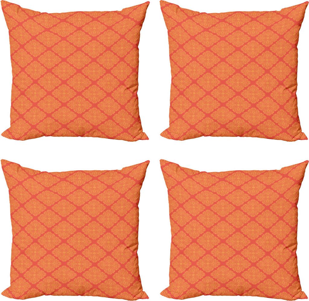 ABAKUHAUS Mandala Kissenbezug Set (4 Stück), Dots wirbelt Floral Medieval, Moderner Doppelseitiger Digitaldruck, 50 cm x 50 cm, Blasse Orange Burn...