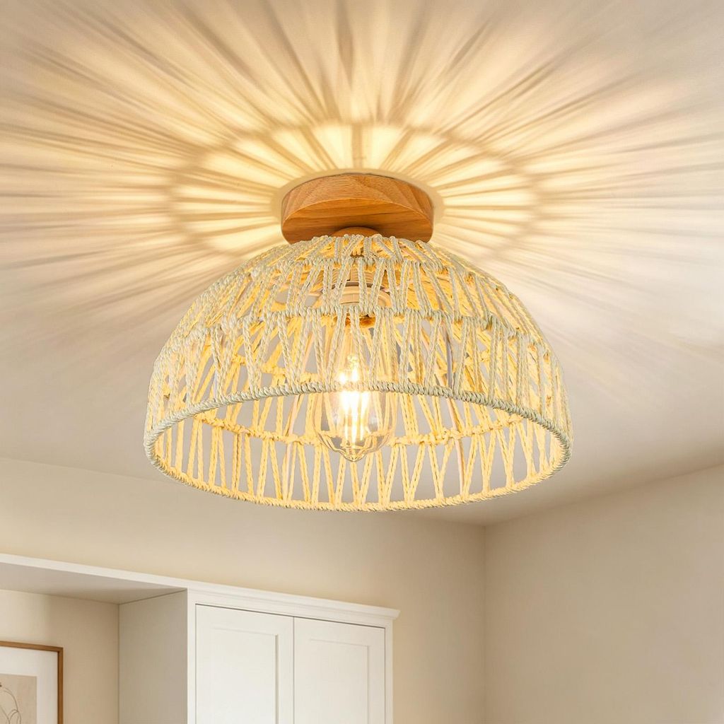 JDONG Deckenleuchte Wohnzimmer Rattan, Ø30CM,E27 Produktbild 