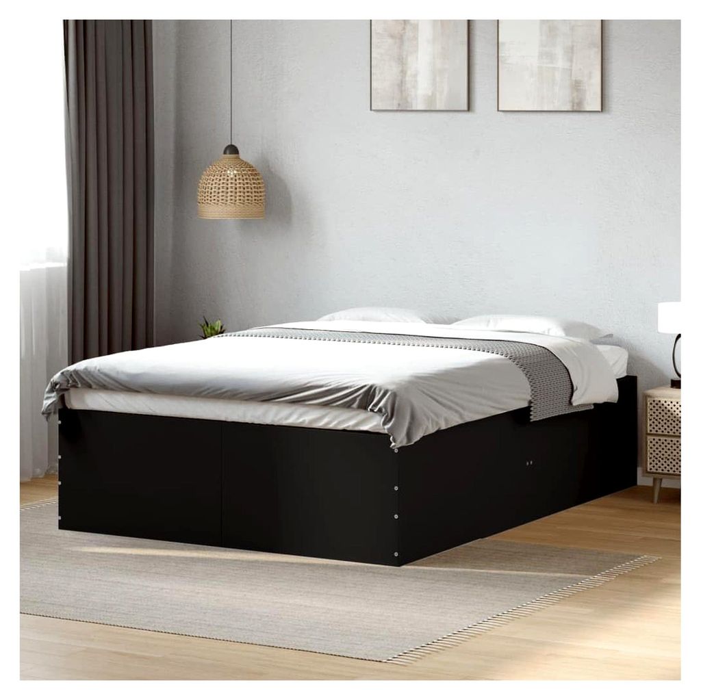 Bettgestell Schwarz 140x200 cm Holzwerkstoff