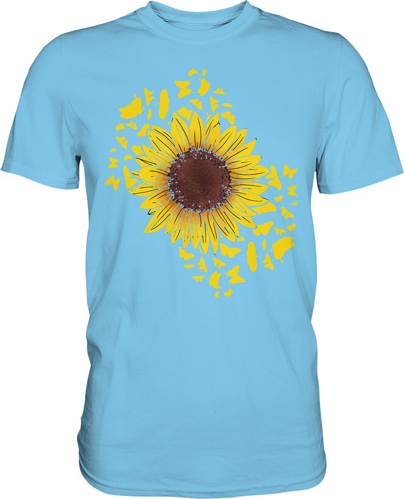 Frauen Sonnenblume Schmetterlinge T-Shirt – Sky Blue / XXL Produktbild 