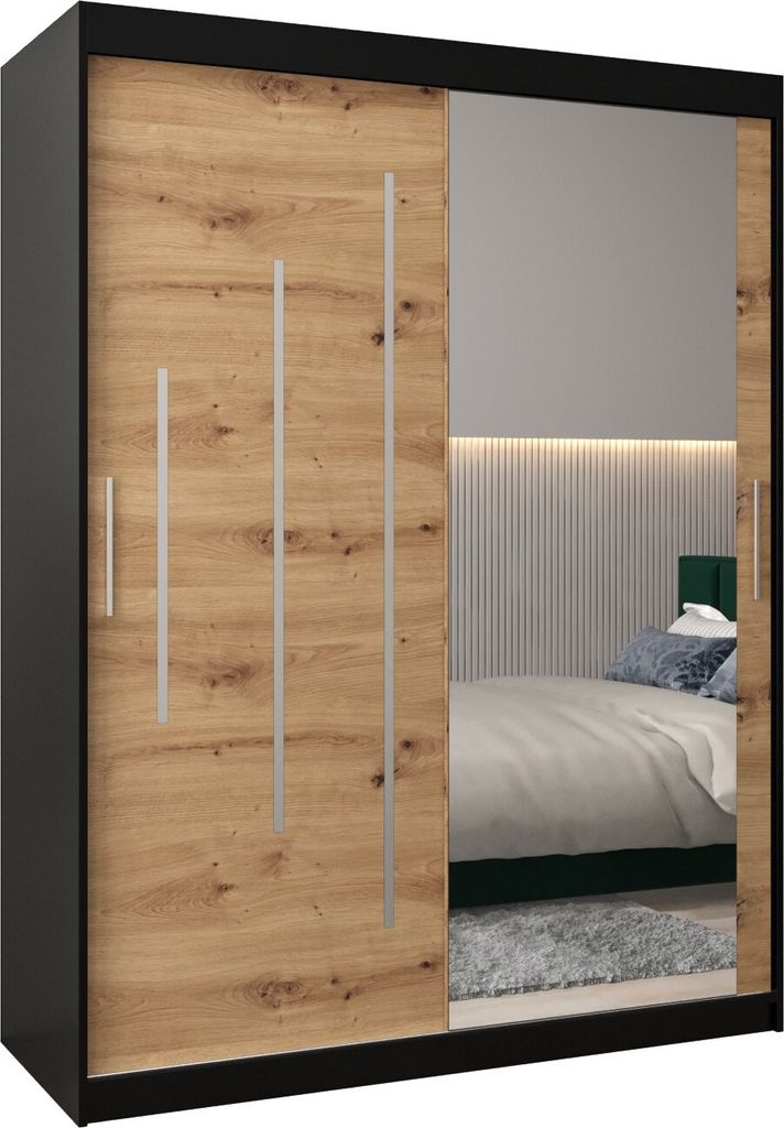 Kleiderschrank, Schiebetürenschrank Schlafzimmer, Schrank mit Spiegel YORK 2 150 cm