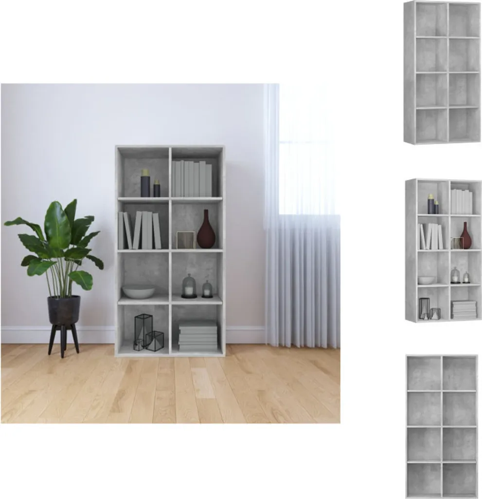 Meuble de Rangement Salon et Bureau Gris Béton 130 cm Gain de Place