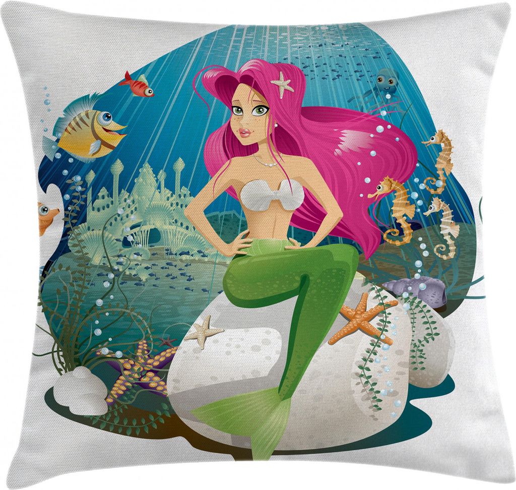 ABAKUHAUS Bunt Kissenbezug, Unterwasser Meerjungfrau, Waschbar mit Reißverschluss Kissenhülle mit Farbfesten Klaren Farben Beidseitiger Druck, 40...