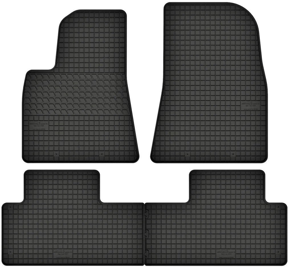 Tappetini in gomma Tesla Model 3 (dal 2017) Nero + Tappo | Set Completo