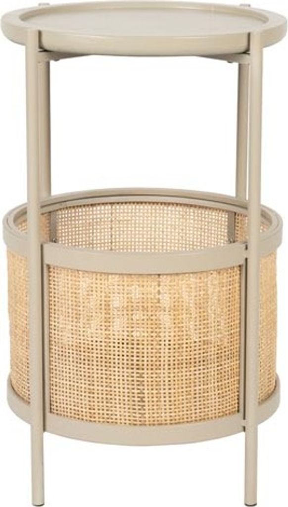 Makoto Beistelltisch Ø30cm mit Rattan Taupe Produktbild 