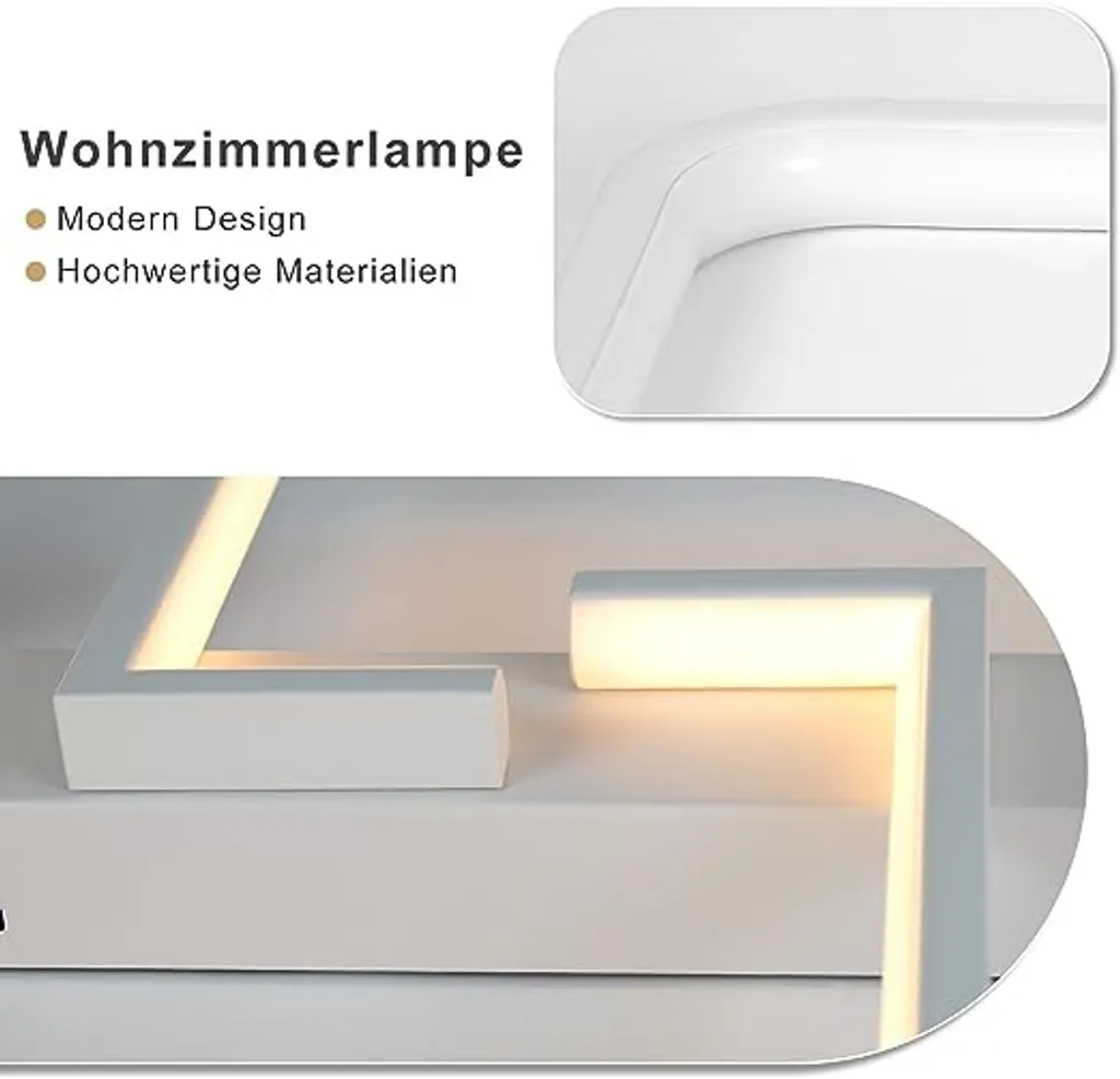 ZMH Lampe de Salon LED 60CM Dimmable Télécommande - Plafonnier Blanc