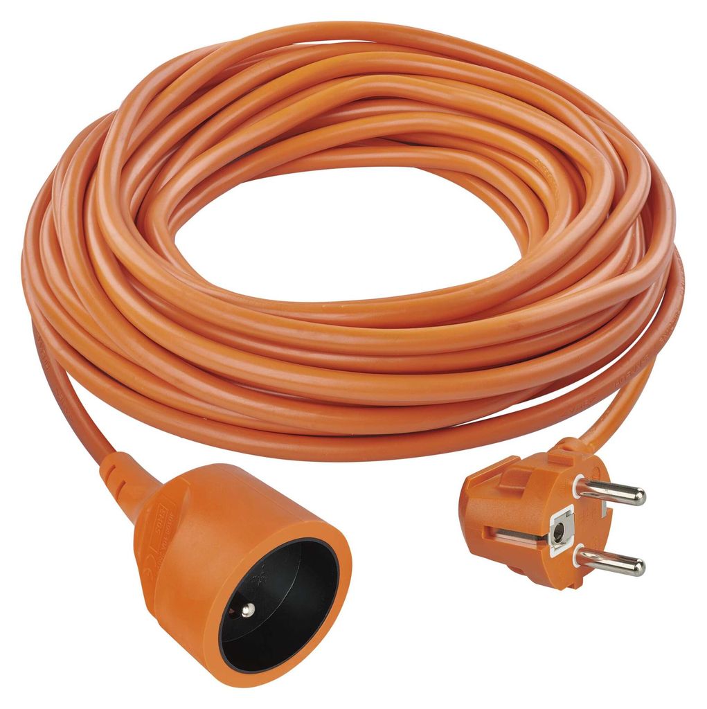 Prodlužovací kabel 20 m / 1 zásuvka / oranžový / PVC / 230 V / 1,5 mm2