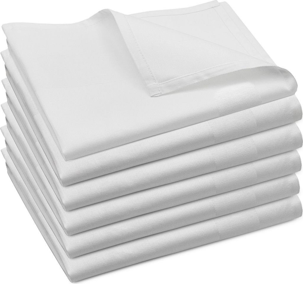 6er Set Mundservietten 100% Baumwolle, 50x50 cm, Weiß