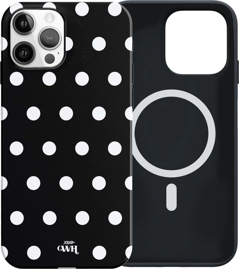 Polka Dots (Black) MagSafe - Double Layer - Kompatibel mit iPhone 12 Pro Max