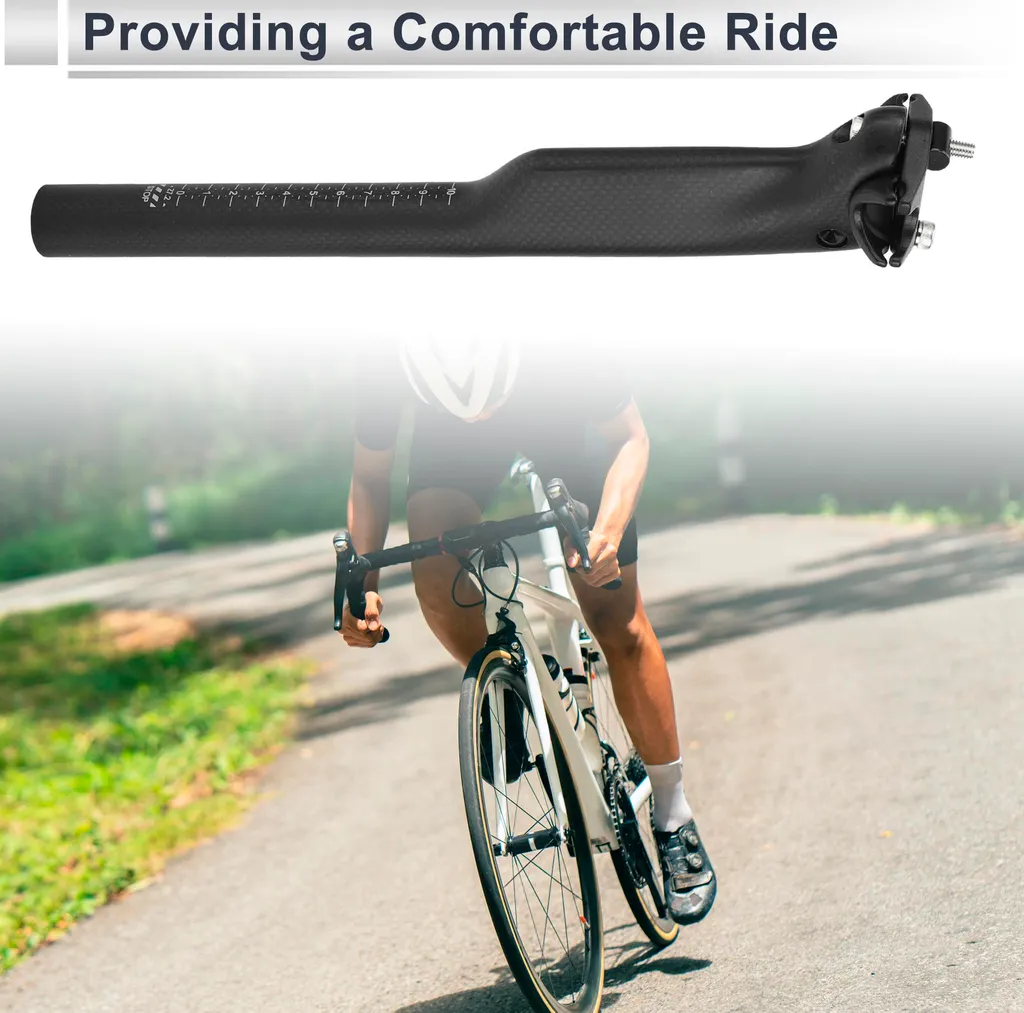Tige de Selle 27.2mm Anti-Vibration Motif Carbone 300mm Noire pour Vélo
