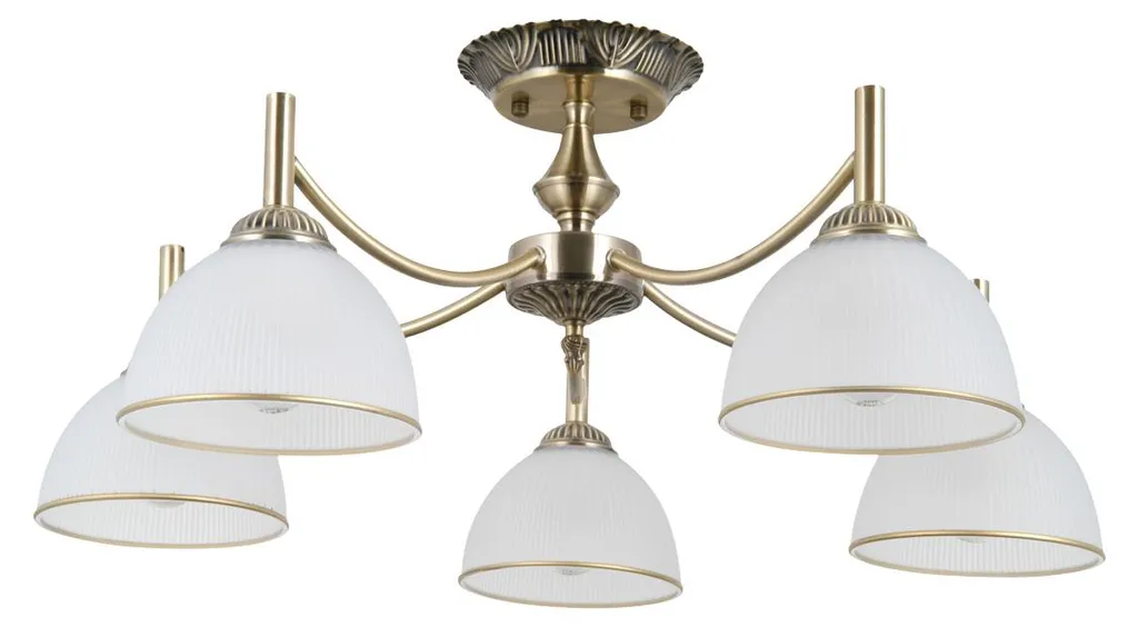 Lustre 5 bras Italux Fener laiton antique pour salon et séjour chic