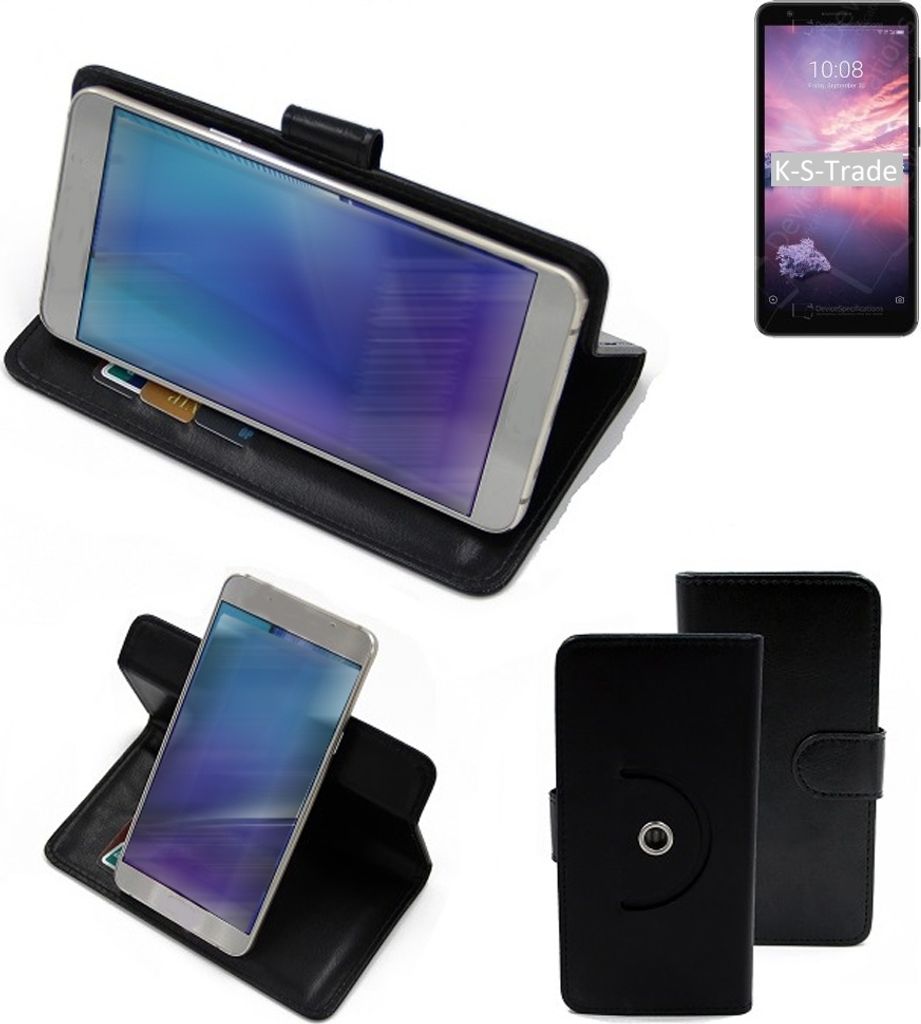 K-S-Trade Case Schutzhülle Handyhülle kompatibel mit ZTE Blade A3 Joy Flipcase Smartphone Cover Handy Schutz Tasche Klapphülle Walletcase schwarz