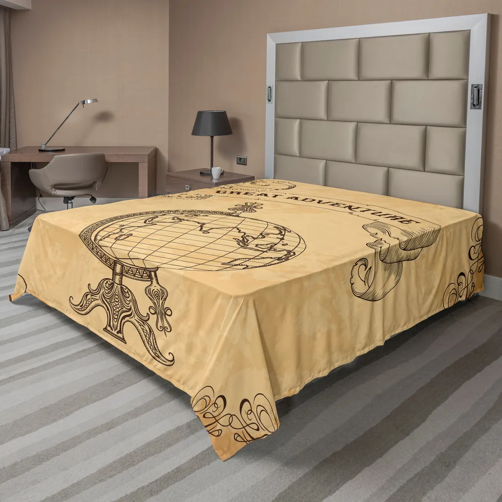 Drap Plat sans Repassage Motif Globe Earth pour un Lit Toujours Impeccable