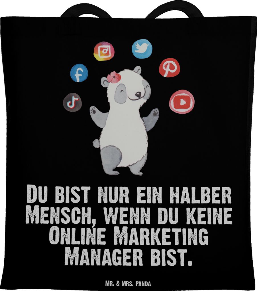 Mr. & Mrs. Panda Einkaufstasche Online Marketing Manager Herz - Schwarz - Geschenk, einkaufsshopper, Tasche, Digital, Tote Bag, Shopping, Beutel, S...
