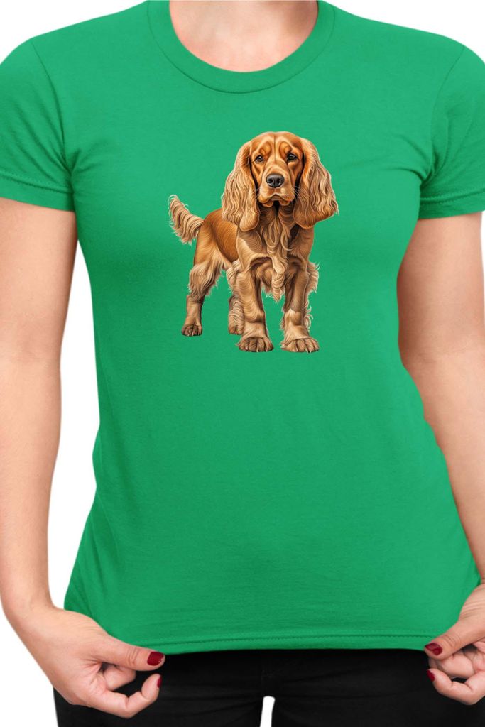Damen T-Shirt Dogs Breeds Cocker Spaniel Dog Breed 005, Lady 2XL / Grün