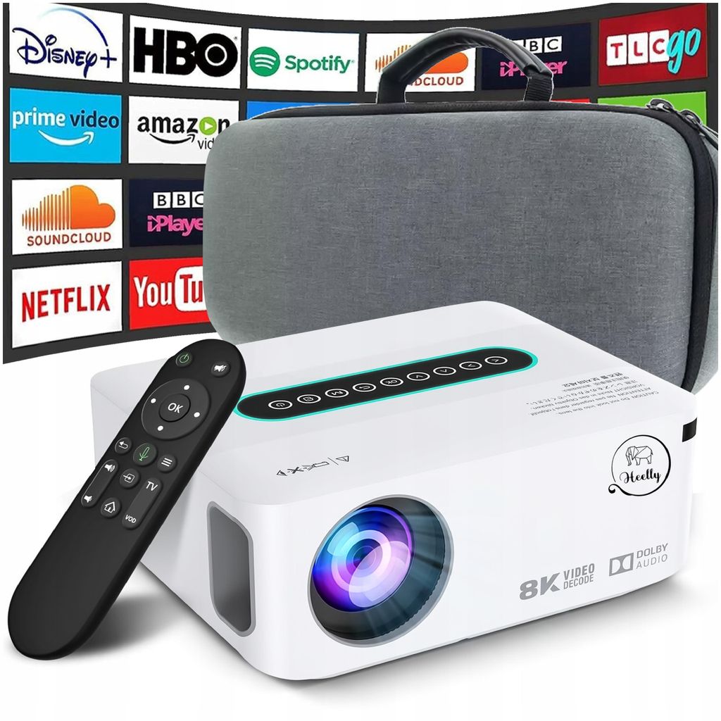 Heelly Led Projektor 8K/4K Smart TV Mit Android, Wifi Und Produktbild 