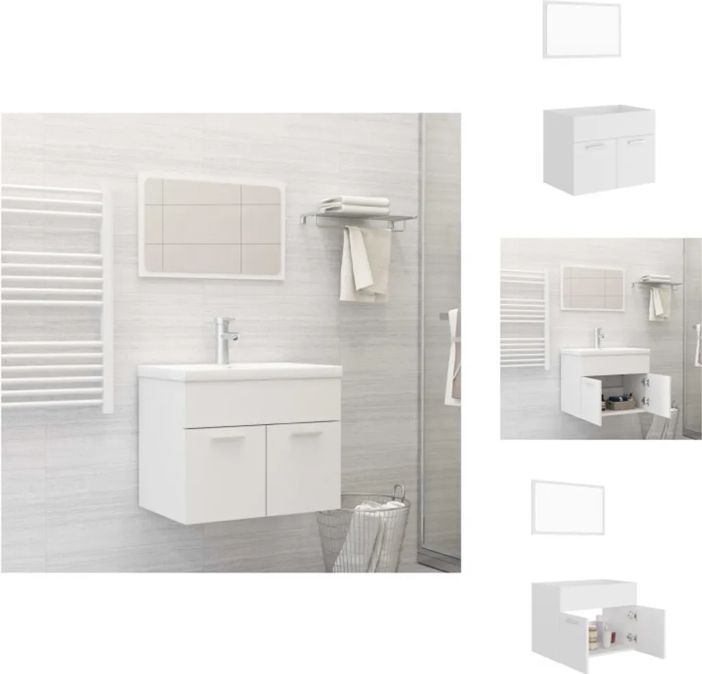 vidaXL set di mobili da bagno 2 pezzi in legno bianco - Set di mobili da bagno