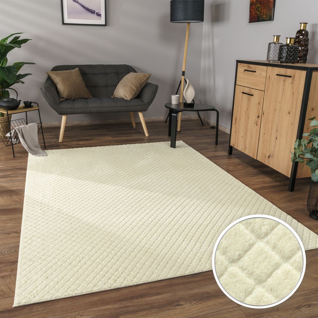 Teppich Wohnzimmer Schlafzimmer Kurzflor Skandinavisches Boho Design Geometrisch Grösse 60x100 cm