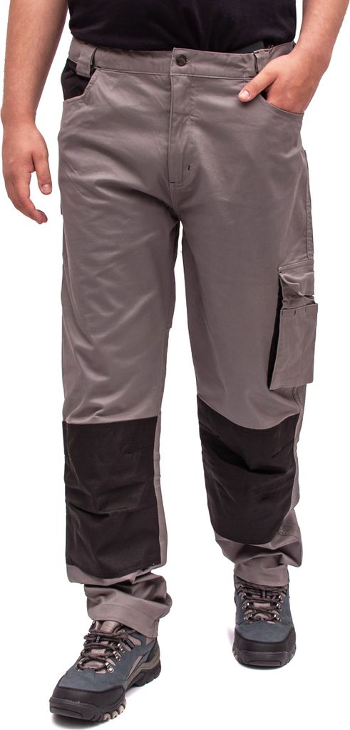 FIRI Herren Arbeitshose bis zur Taille, bequem, elastisch, mit vielen Taschen, Grau, XXL