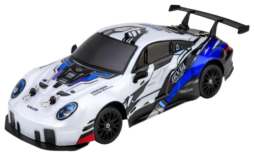 Véhicule télécommandé 1:24 bleu pour drift et course avec roues modulables