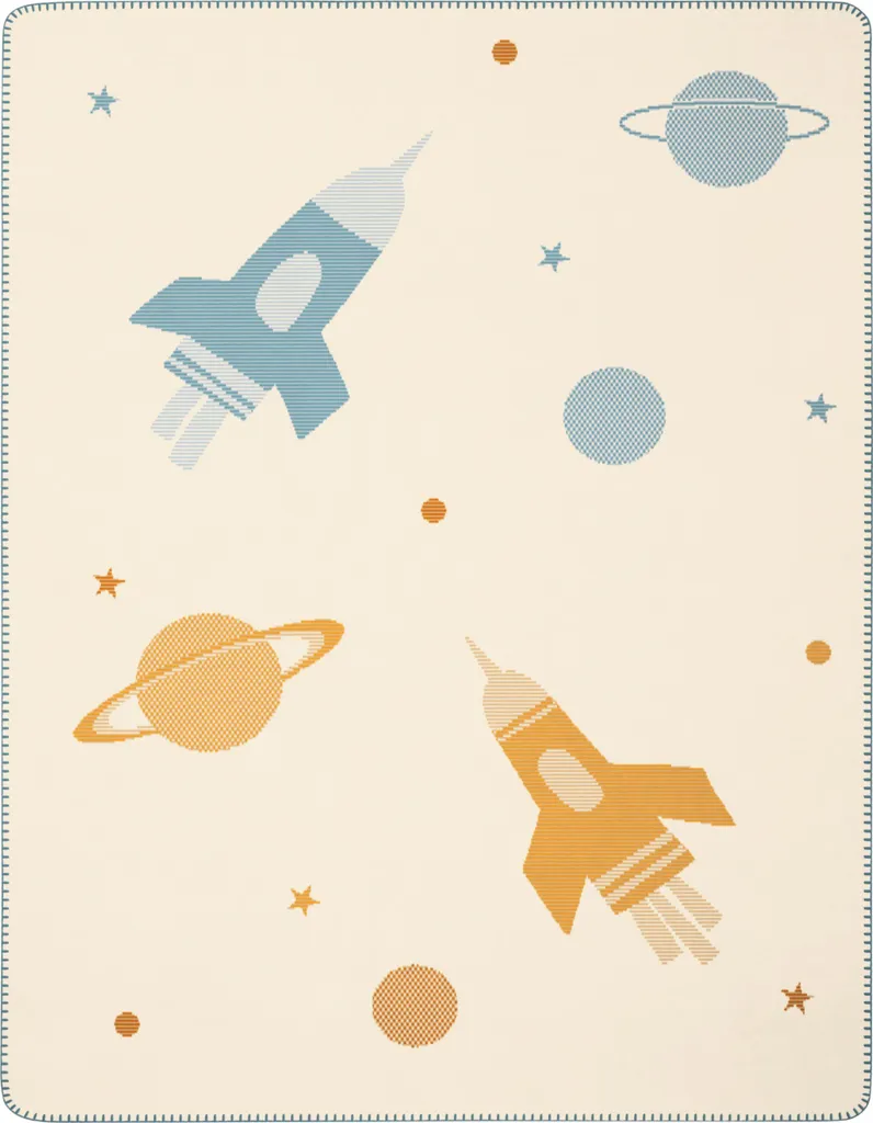 Couverture bébé Biederlack Orbit 75x100 cm en coton bio coloris Naturel