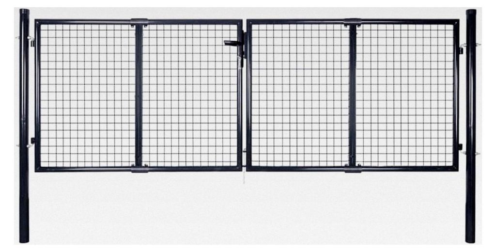 Metall Gartentor Doppeltor Doppelflügeltore Gartentür Zauntor Gartenpforte Hoftor Gartenzaun Tor Flügeltor Abschließbar Grau 289 x 100 cm