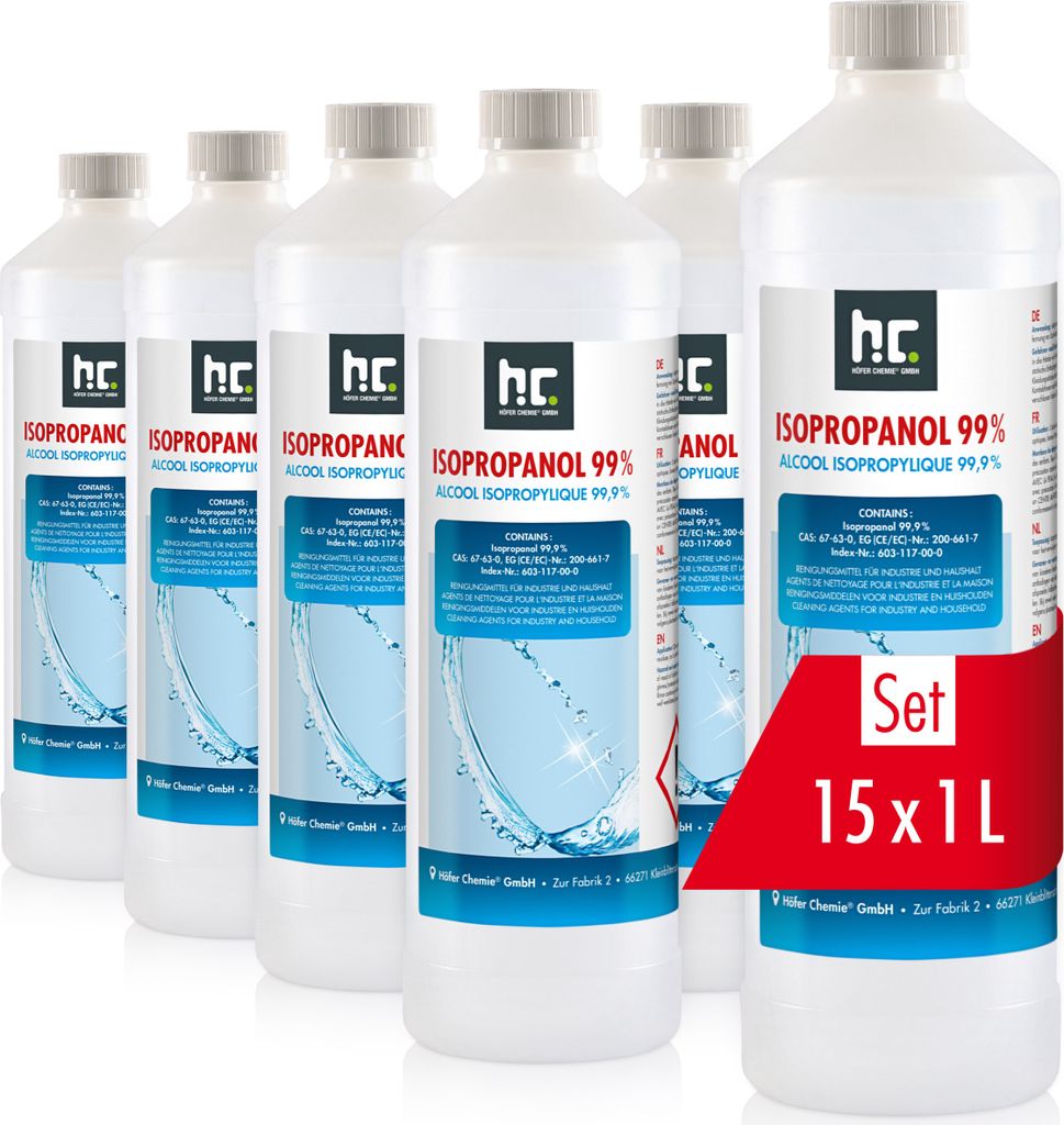 1 L Isopropanol 99,9% zur Flächenreinigung, als Lösungsmittel für Fette, Harze, Lacke, Tinte