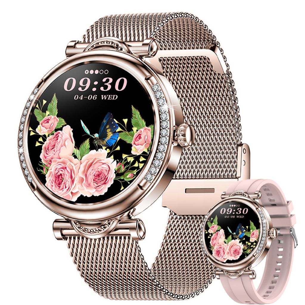 Smartwatch für Damen, Pulsmesser Uhr mit Blutdruckmessgerät, Anrufe annehmen/tätigen, wasserdichter Schrittzähler für Android iOS Telefon,Dame...