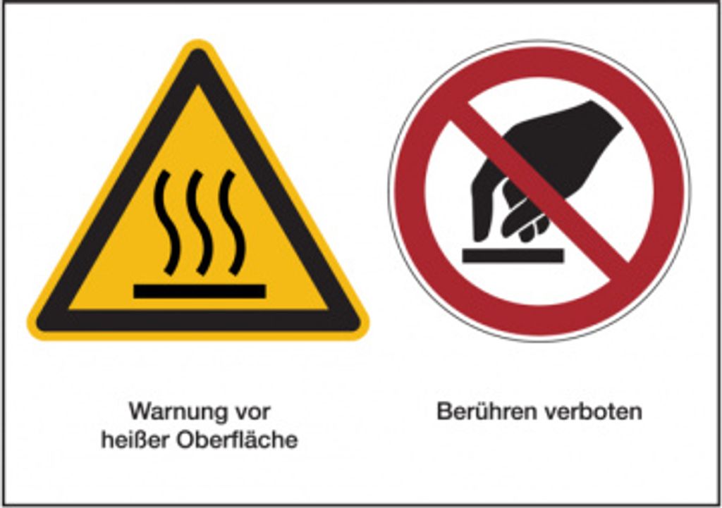 Dreifke Produktsicherheitsschild, Heiße Oberfläche / Berühren verboten, 148 ...
