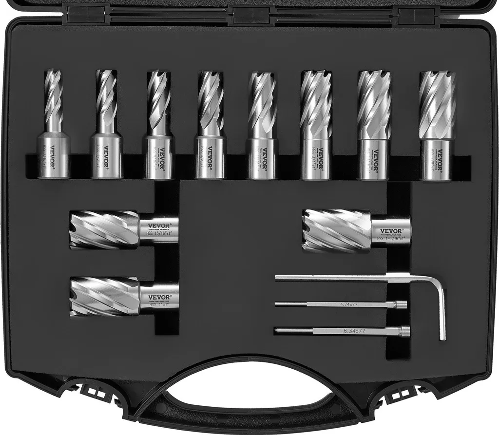 Coffret de couronnes métal pour perceuse magnétique avec 13 accessoires