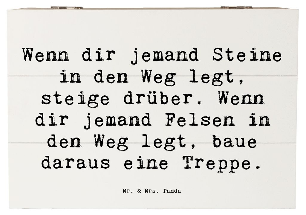 Mr. & Mrs. Panda Box Spruch Stolpersteine im Alltag meistern 22 x 15 cm - Weiß - Geschenk, Durchhaltevermögen, Geschenkbox, Lebensfreude, Mutmach...