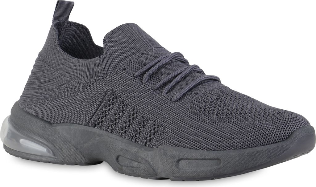 VAN HILL Herren Laufschuhe Sportschuhe Sportlich Strick Profil-Sohle Schuhe 841740, Farbe: Grau, Größe: 42