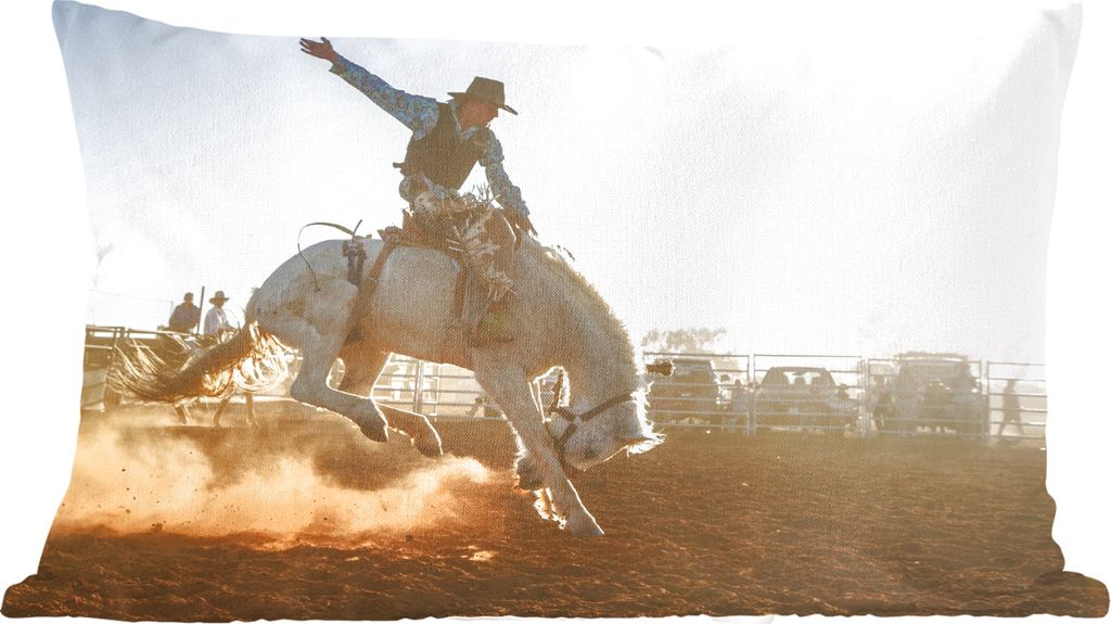 MuchoWow Zierkissen Sofakissen Wohnzimmer Dekokissen 50x30 cm Pferd - Cowboy - Stoff - Wohnzimmerdekoration - Polster mit Photo
