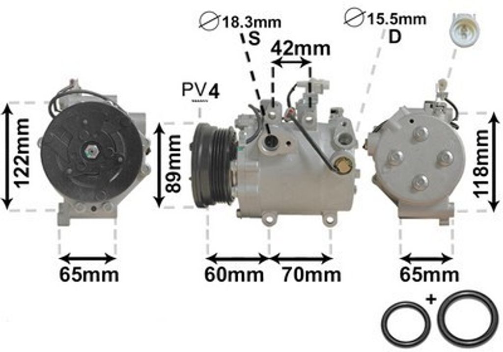 VAN WEZEL 5200K125 Klimaanlage Klimakompressor PAG 46 R134a für FIAT Sedici (FY) für SUZUKI SWIFT III (MZ, EZ)