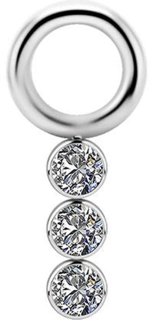 Charm Zircon Premium en Titane Argenté D-060 Hypoallergénique S
