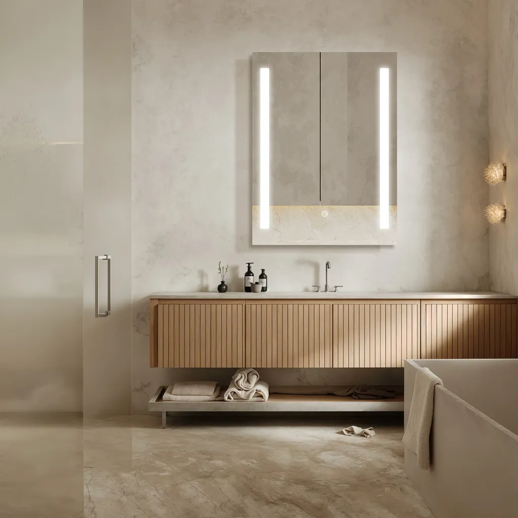 Miroir de salle de bain rétroéclairé LED 50x70 cm pour maquillage idéal